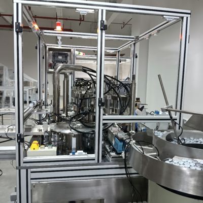 Single-pull ring cap automated assembly machine, available in turntable and mechanical configurations.