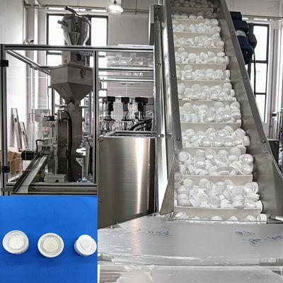 Harga yang bagus Desiccant Cap Automatic Filling Machine Operasi Turntable Dengan Pemanfaatan Pemanfaatan Lift Mengurangi Manual Dumping Efisiensi Meningkatkan on line