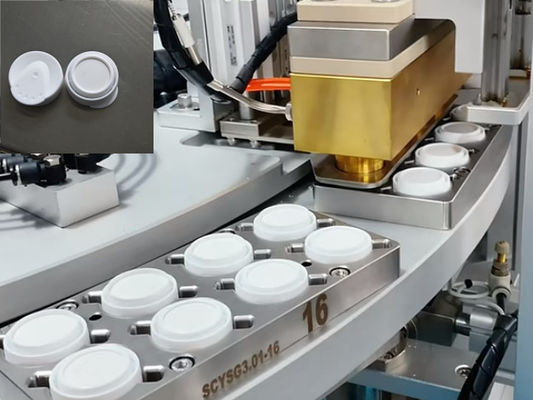 Harga yang bagus Kecepatan yang stabil dan akurasi perakitan tinggi Desiccant Cap Silica Gel Pengisian Sealing Cap Assembly Machine Dengan Servo Motor Dan PLC Control Cap Filling Machine on line