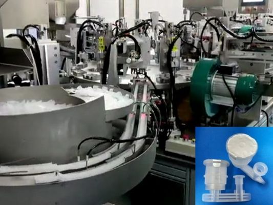 Harga yang bagus Keakuratan Tinggi Dan Tingkat Berkualitas Dengan Servo Motor Dan Indexing Drive Mesin perakitan Produk Medis Untuk IV Bag Dispensing Needle Cap Mesin perakitan on line